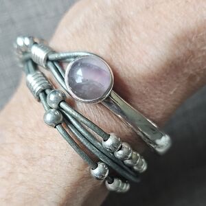 Silver and Purple Women's Bracelet